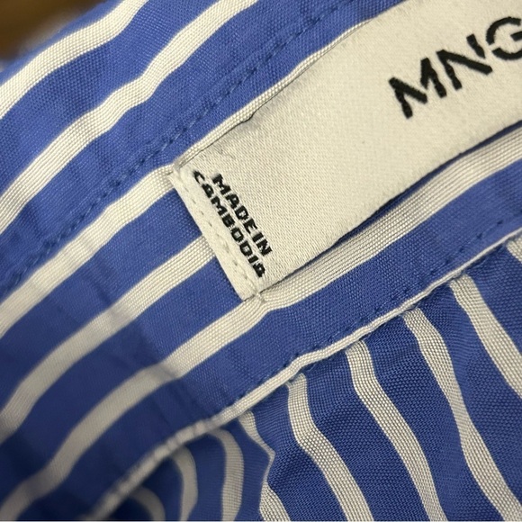 💕 Mango Blue and White Striped Button-Up Shirt 6 - Picture 7 of 12